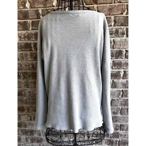 Piko 1988 Waffle Knit Cardigan Sz S Gray Button Oversized Sweater Henley… - Picture 8 of 12